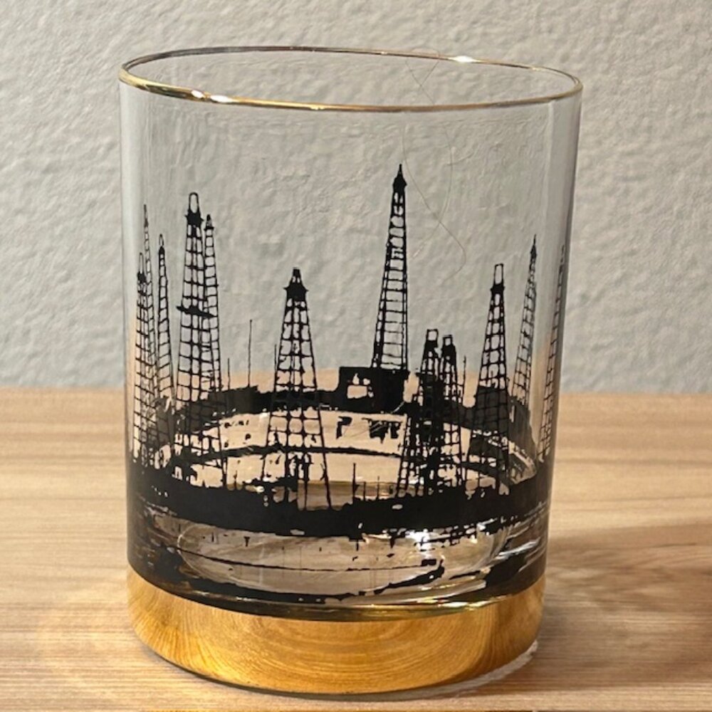 Midcentury Oil Derrick Lowball Cocktail Glass